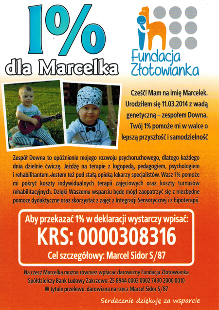 Przekaż 1% podatku - Marcel Sidor